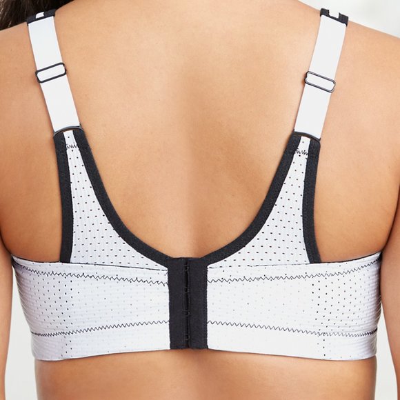 Glamorise SPORT Bra 34F (DOUBLE-LAYER) Wicking (PADDED-STRAPS) WHITE NEW - Picture 4 of 9
